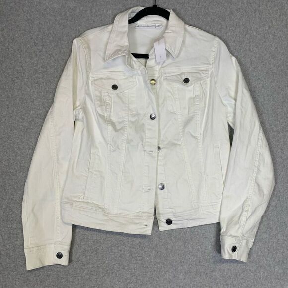 New York & Company Women's Size Medium White Button Down Coat Jacket Classic NEW - Picture 1 of 7